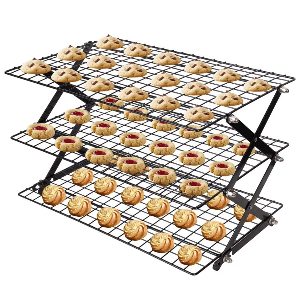 3 Tier Foldable Cooling Rack Stackable Wire Rack for Baking and Cooking