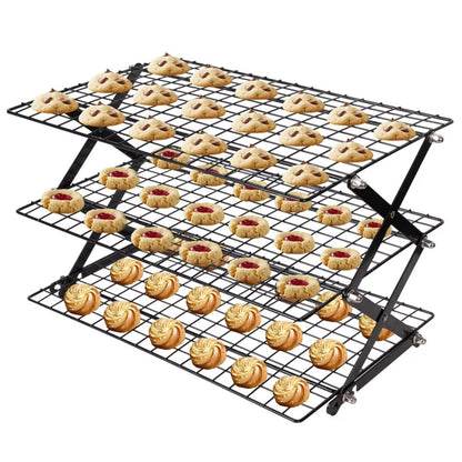3 Tier Foldable Cooling Rack Stackable Wire Rack for Baking and Cooking