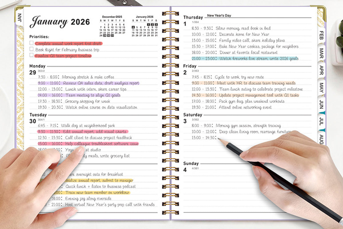 2026 Planner Weekly Monthly A5 Daily Organizer January to December Notebook -Black