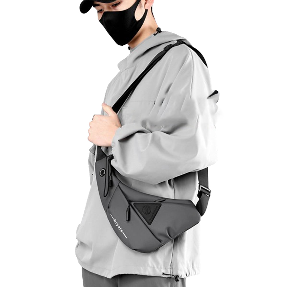 Men's Small Sling Crossbody Bag Anti-Theft Chest Bag Casual Hiking Cycling Slim Shoulder Pack Gray