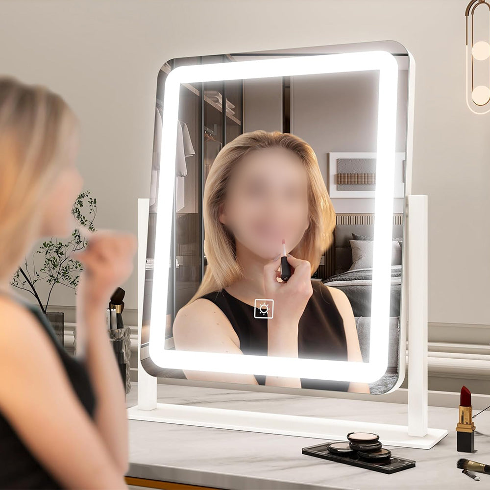 Vanity Mirror LED Lighted Makeup Mirror with 3-Color Lighting and Dimmable-White
