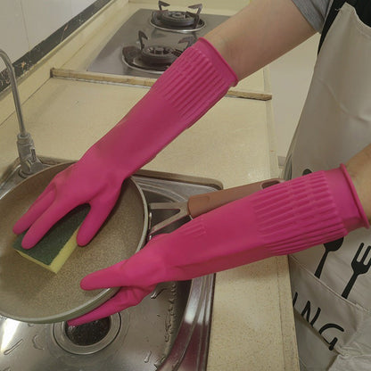 38cm Extra Long Rubber Gloves 3 Pack Heavy Duty Cleaning Gloves for Dishwashing