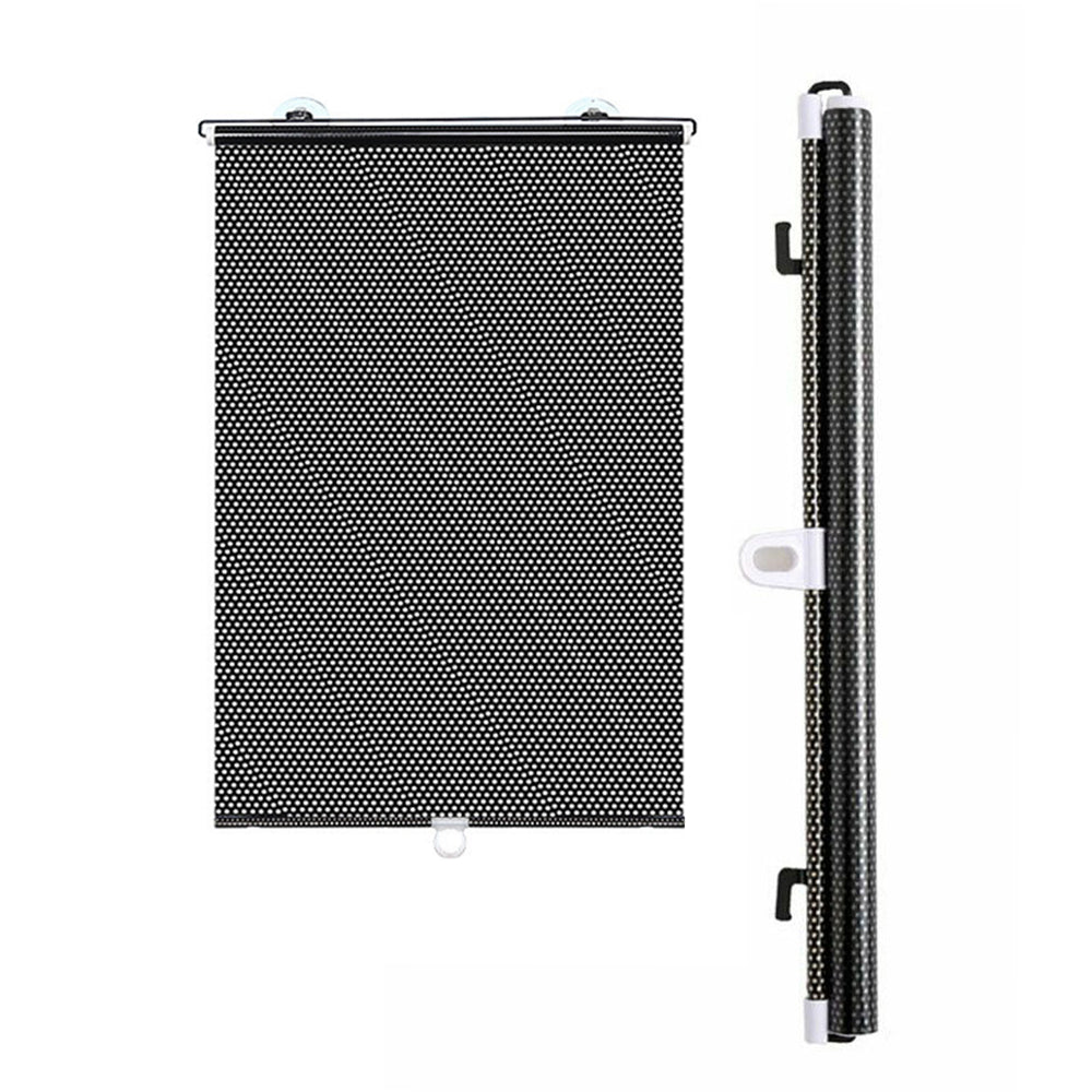 2pcs Car Window Shade Retractable Roller Blinds Sunshade Blackout Curtains with Suction Cups -Black