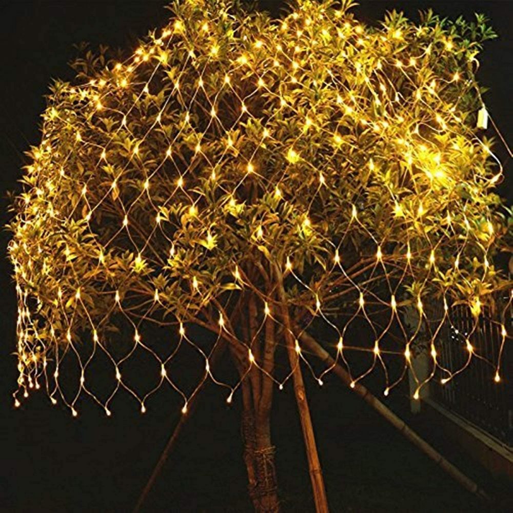 Net Lights Solar Power LED String Lights Christmas Mesh Light for Outdoor Bedroom Decoration-Yellow