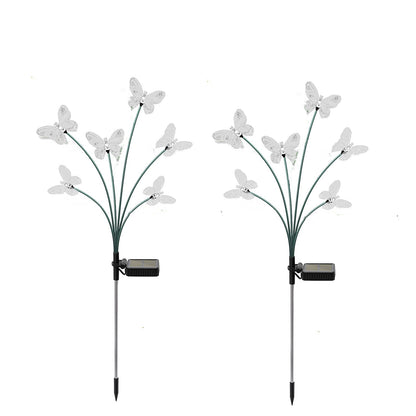 2Pcs Solar Lights Outdoor Garden 6LED Butterfly Landscape Stake Lights -Warm White