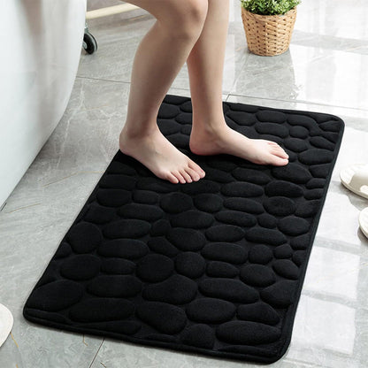 Cobblestone Bath Mat Anti-Slip Bathroom Door Mat Floor Mat Black