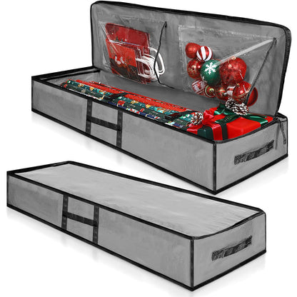 Large Capacity PE Gift Wrap Storage Bag with Zipper & Carry Handles Grey
