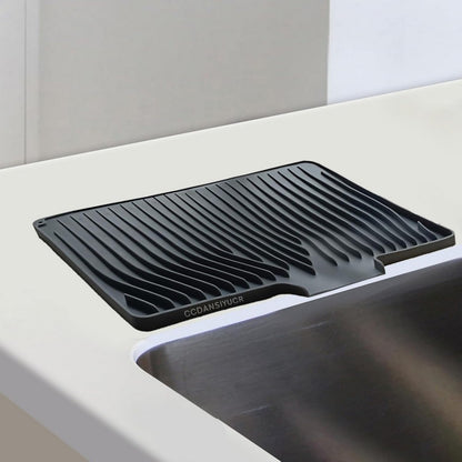 Silicone Dish Drainers Mat Non-Slip Dish Drying Tray for Kitchen Counter-Black