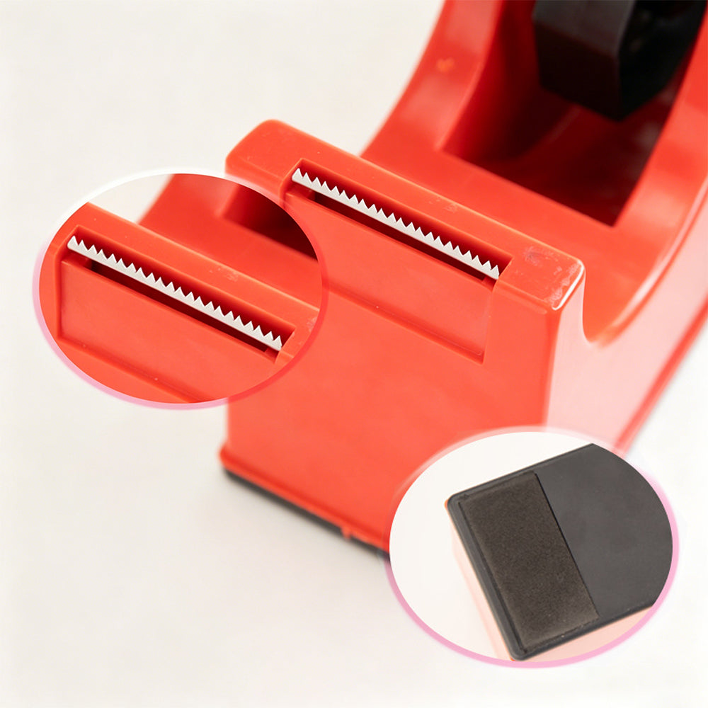 Heavy Duty Cello Tape Dispenser with 6 Roll Clear Tape-Red