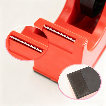 Heavy Duty Cello Tape Dispenser with 6 Roll Clear Tape-Red