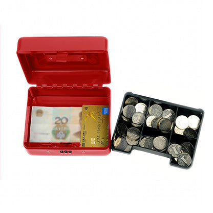 Lockable Cash Box Deposit Petty Cash Money Box with Code Lock Security Safe-Red