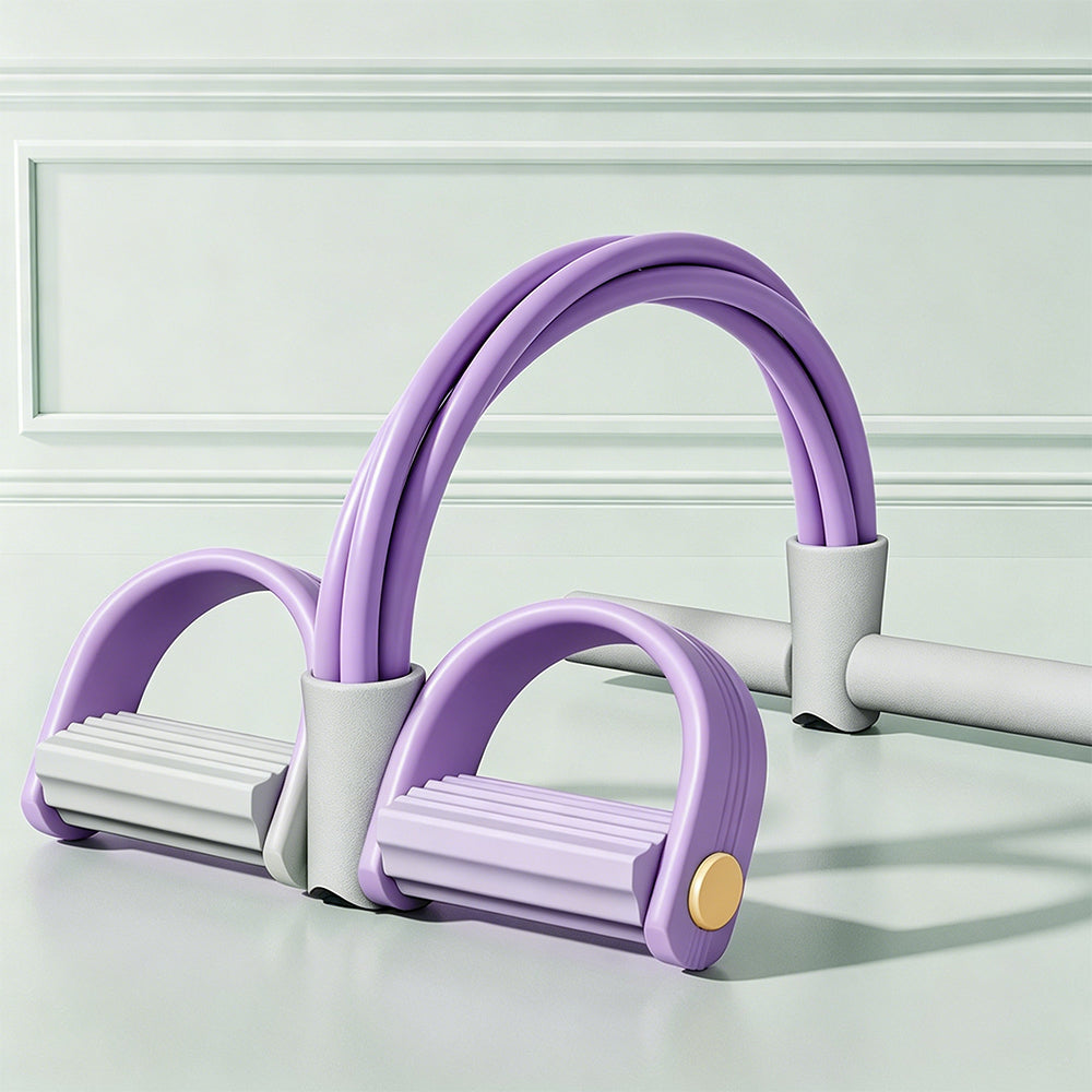 8-Tube Ab Exercise Equipment with Pedal and Resistance Band-Purple