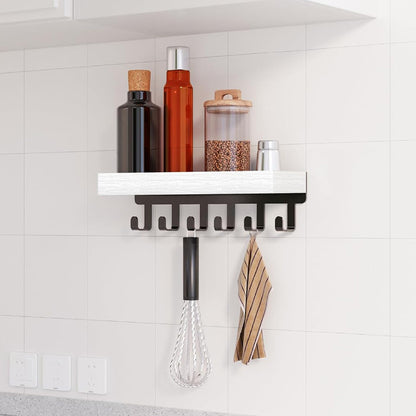 Wall Key Holder with Shelf Wooden Key Rack for Entryway Home-White