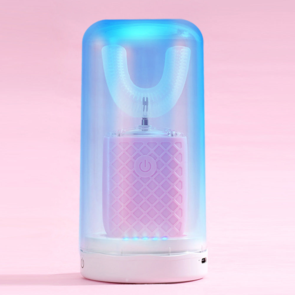 U-Shaped Automatic Electric Toothbrush ¨C With Built-In Sanitizing Cup Pink