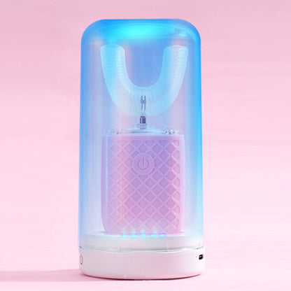 U-Shaped Automatic Electric Toothbrush ¨C With Built-In Sanitizing Cup Pink