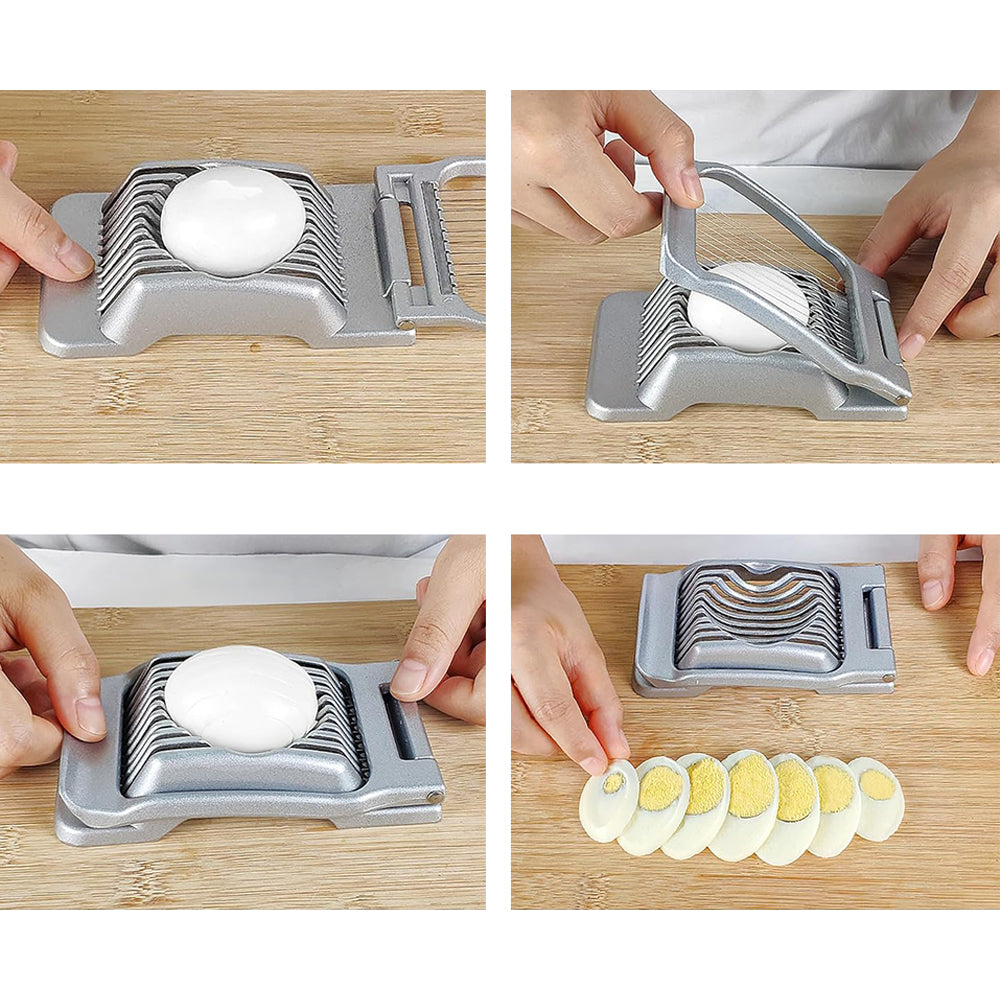 Aluminum Alloy Egg Slicer for Hard Boiled Eggs Strawberry Slicer for Sandwiches-Silver