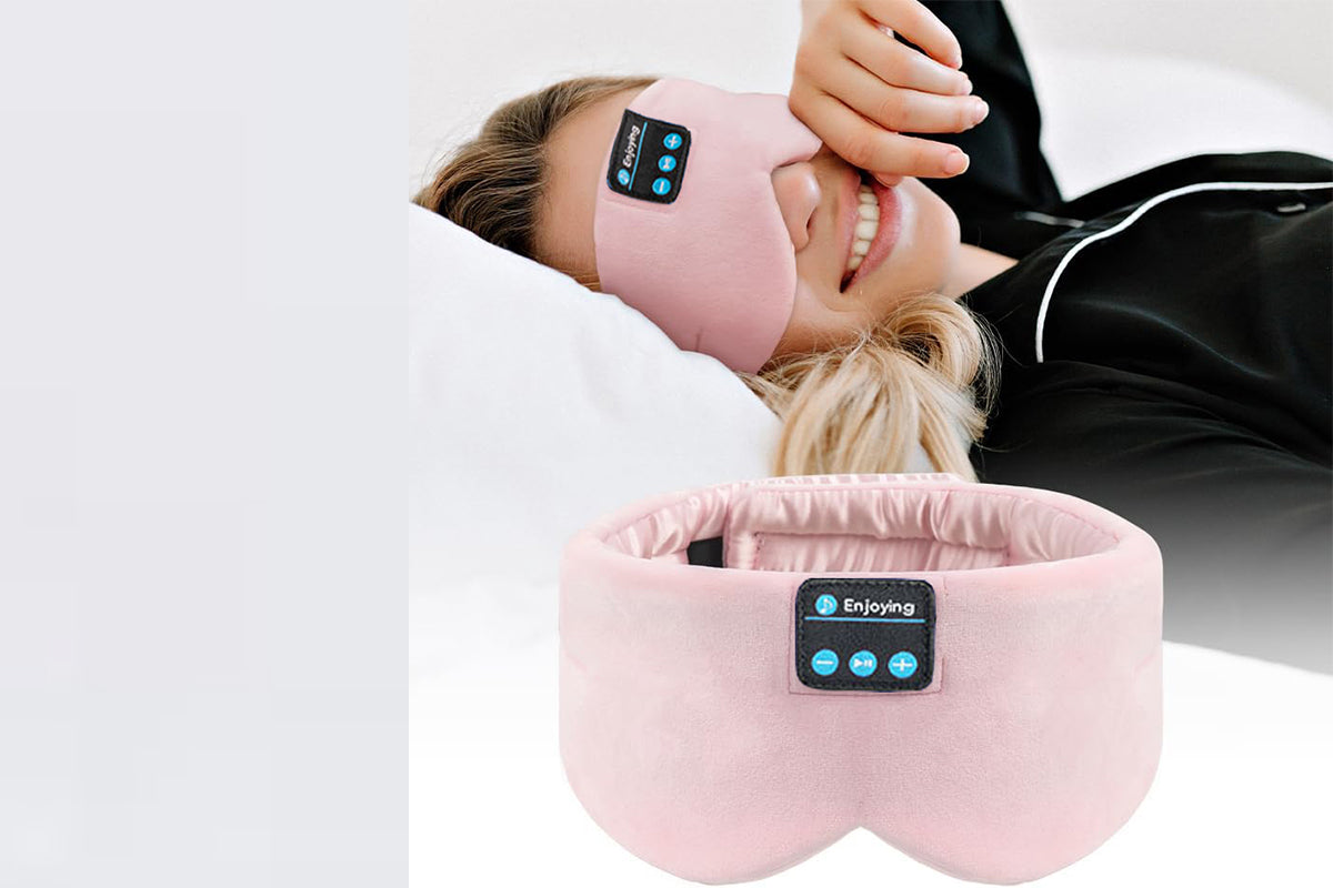 Bluetooth Sleep Mask with Headphones Music Eye Mask for Sleeping Travel Meditation -Pink