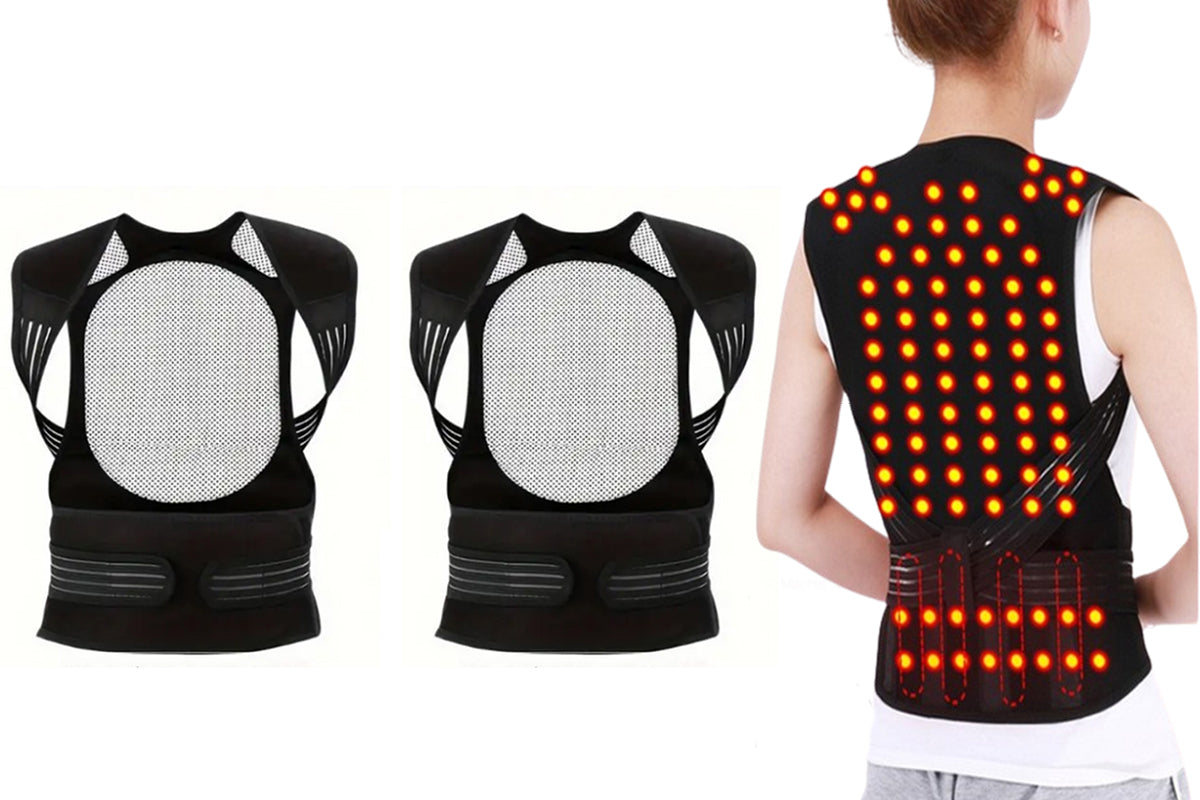 2Pcs  Self Heating Belt Lumbar Lower Back Support Brace For Therapy Pain Relief