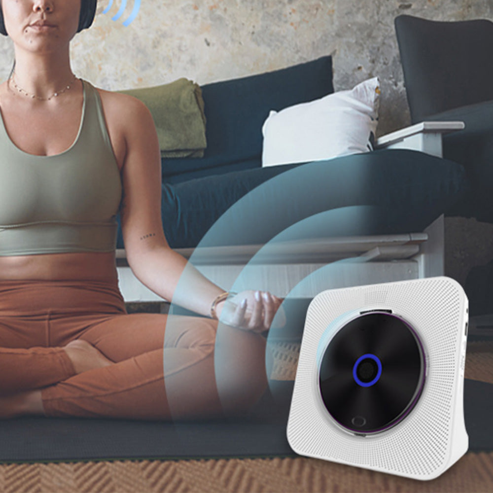 USB Powered Bluetooth CD Player with Digital Screen Display Desktop Music Player White