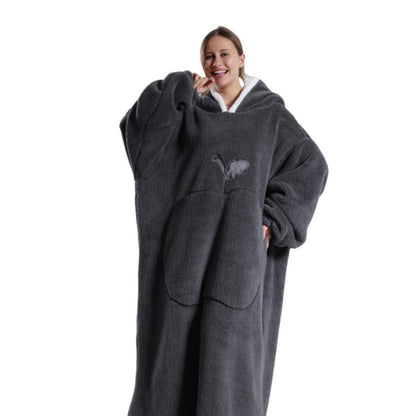 Unisex Hoodie Blanket Oversized Wearable Throw Blanket Dark Gray