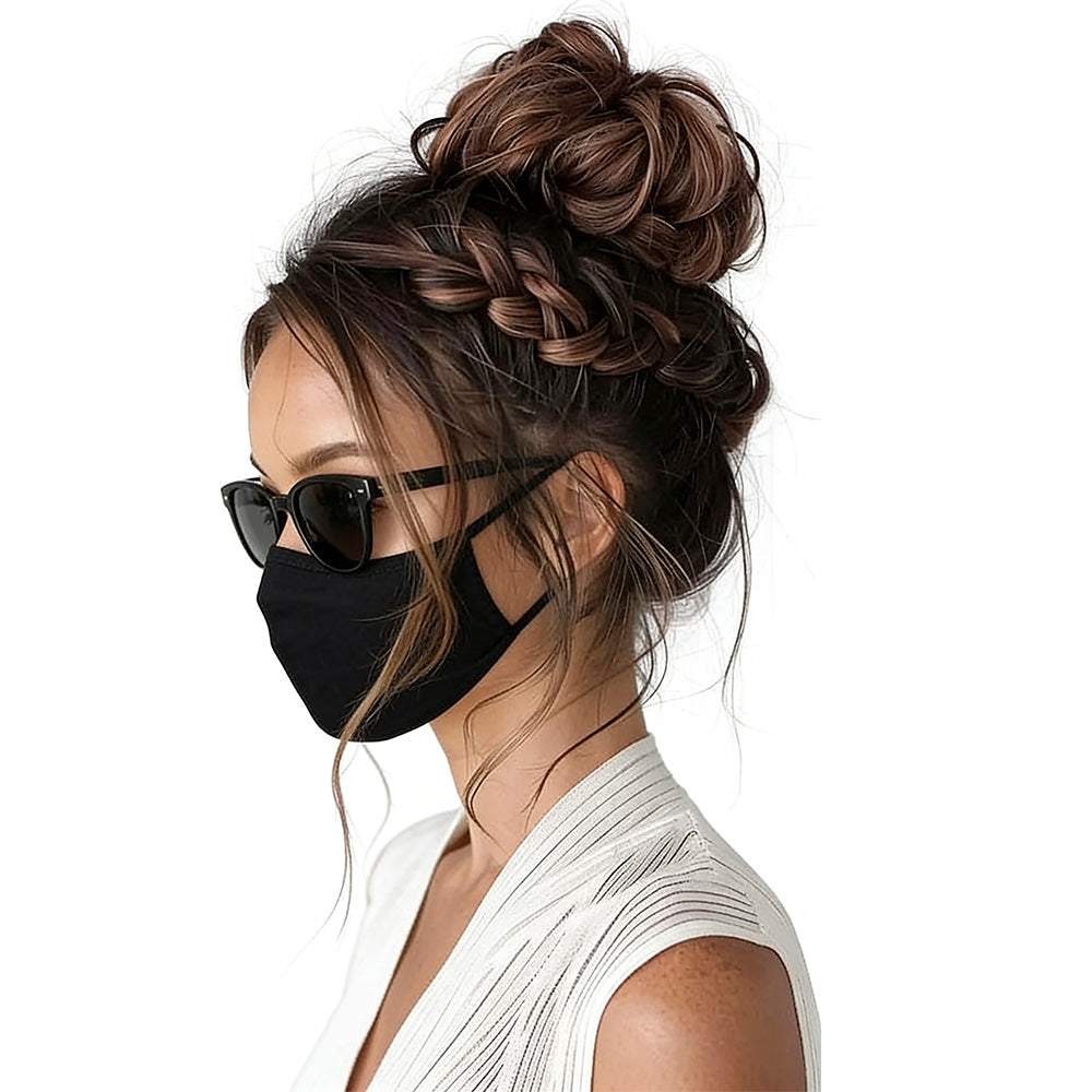 Plaited Headband Adjustable Stretch Hairpiece Hair Extension Headband For Women-Brown