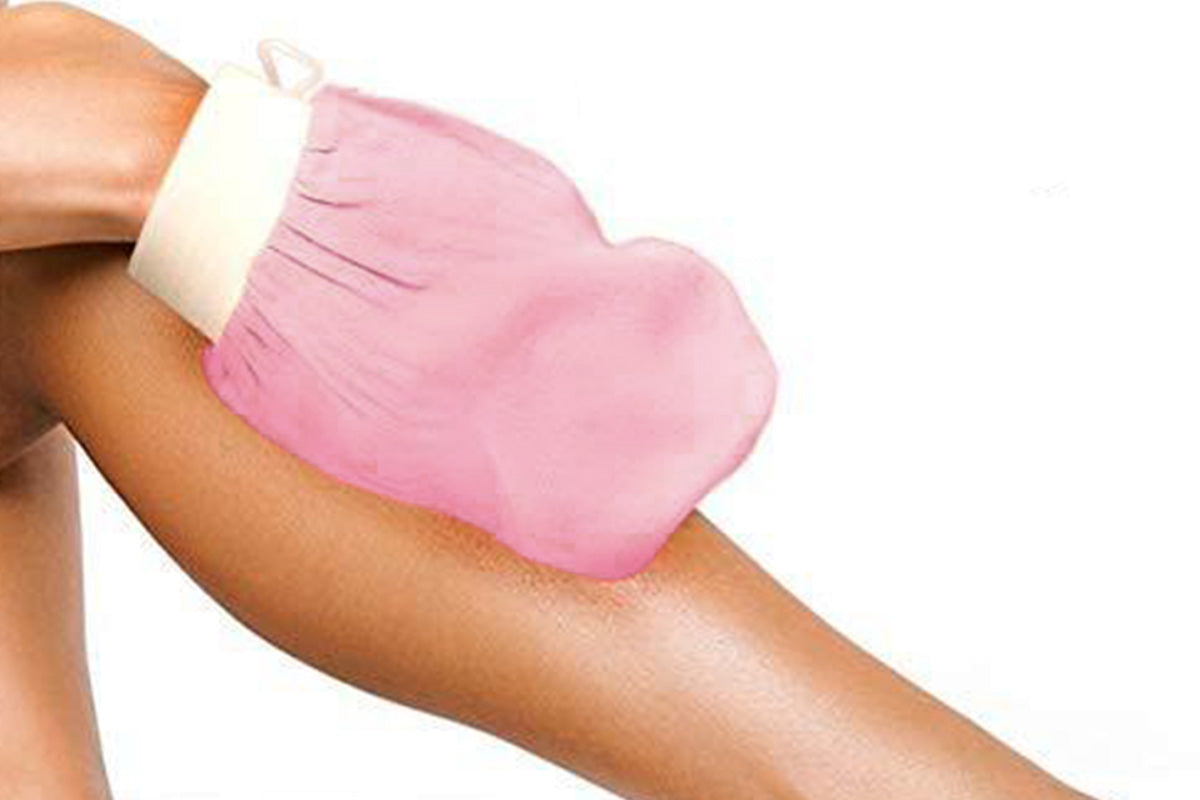 2Pcs 100% Viscose Exfoliating Gloves Moroccan Body Scrub Bath Wash Mitts-Light Pink