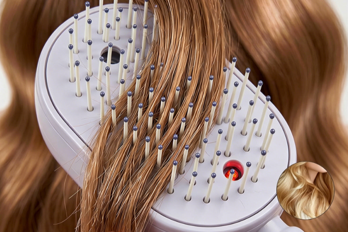 Mist Spray Cushion Comb Electric Steam Hair Brush - Purple