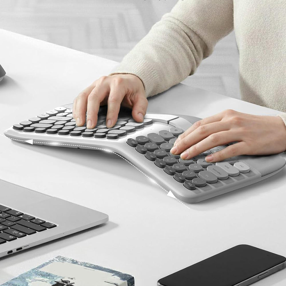 2.4G Wireless Keyboard and Mouse Set with Ergonomic Design 84 Key Keyboard and 6 Button Mouse-Grey