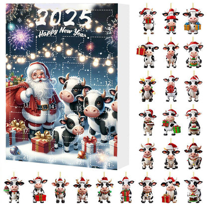 Christmas Cow Advent Calendar ¨C 24-Day Blind Box Ornaments Set for Tree Style 3