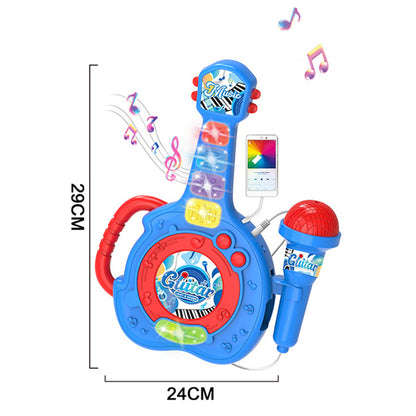 LED Light Guitar Toy with Detachable Microphone and Music - Blue