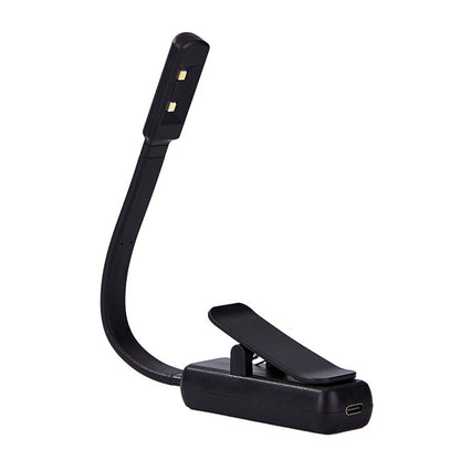 3 Modes Brightness Adjustable Clip-On Reading Lamp Flexible Rechargeable LED Book Light Black
