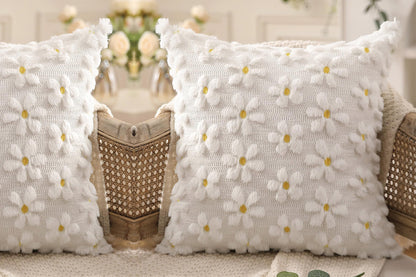 2Pcs Spring Summer Pillow Covers Floral  Farmhouse Home Decor for Sofa Couch Bed -Daisies