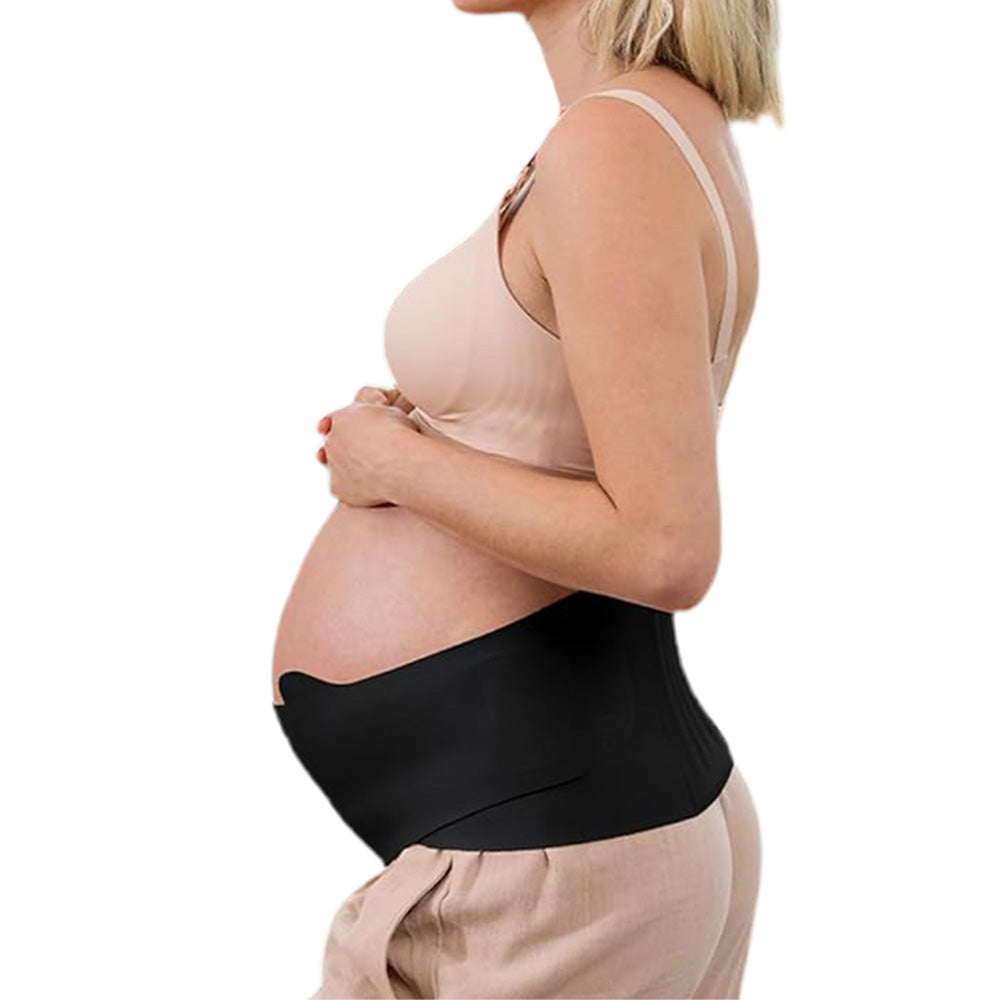 Pregnancy Belly Band One-Piece Invisible Support Belt for Abdomen and Waist Black
