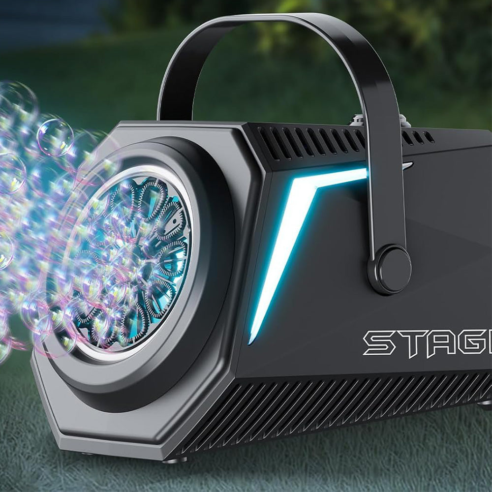Bubble Machine Automatic Blower Remote Control LED Light for Parties Wedding-Black