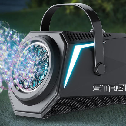 Bubble Machine Automatic Blower Remote Control LED Light for Parties Wedding-Black