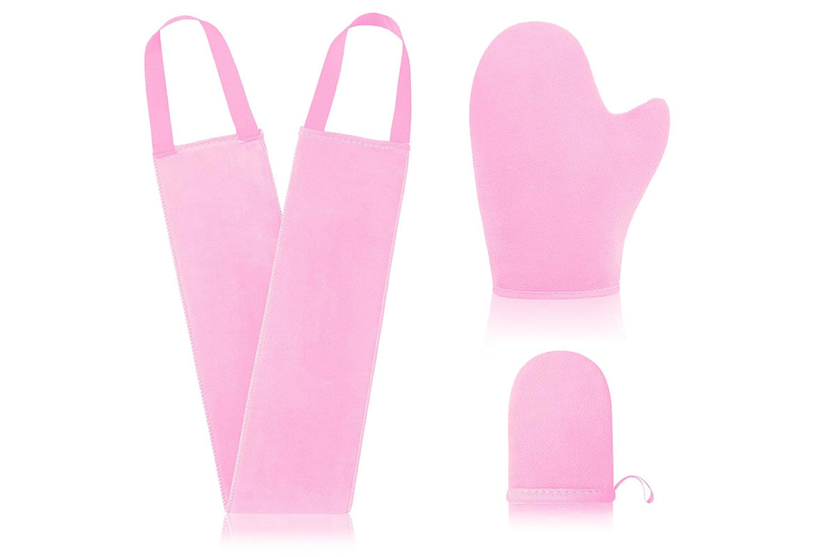 3Pcs Set Self Tanner Mitt Self Tanning Mitt Glove Reusable Washable for Women -Pink