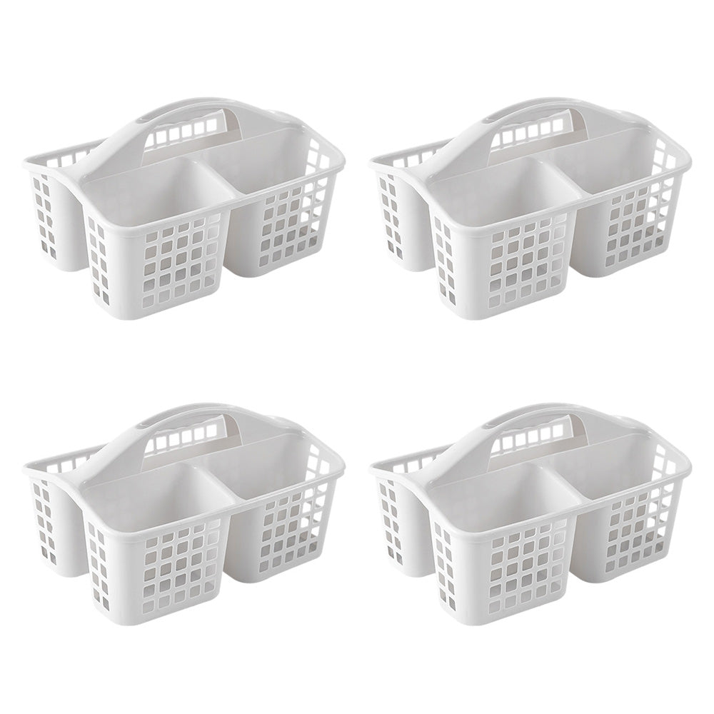 4 PCS Shower Caddy 3 Compartments Plastic Organizer Basket-White