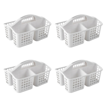 4 PCS Shower Caddy 3 Compartments Plastic Organizer Basket-White
