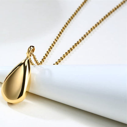 Stainless Steel Teardrop Cremation Pendant â€?Keepsake Memorial Necklace Gold