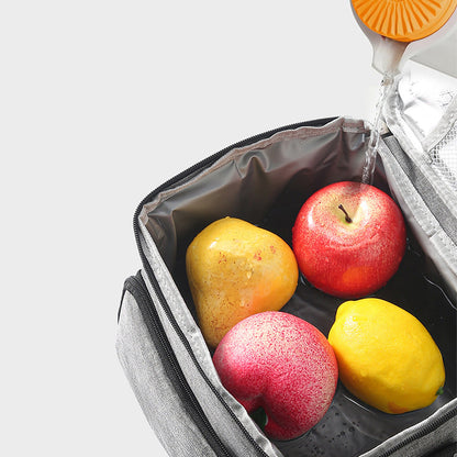 Insulated Lunch Box Leak-Proof Cooler Bag with 4 Pockets Gray