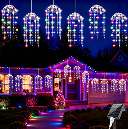 4 Pack Solar Hanging Jellyfish Lights with 256 LEDs and 8 Modes - Mixed Color