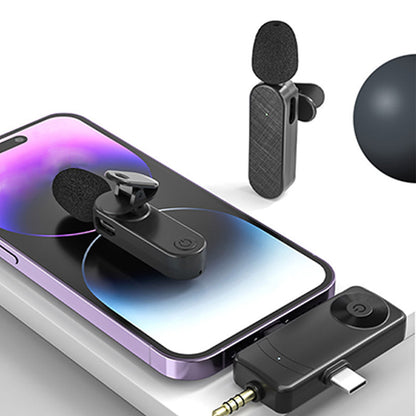3-in-1 Wireless Lavalier Microphone for iPhone iPad Android Device Recording Live Streaming Vlog