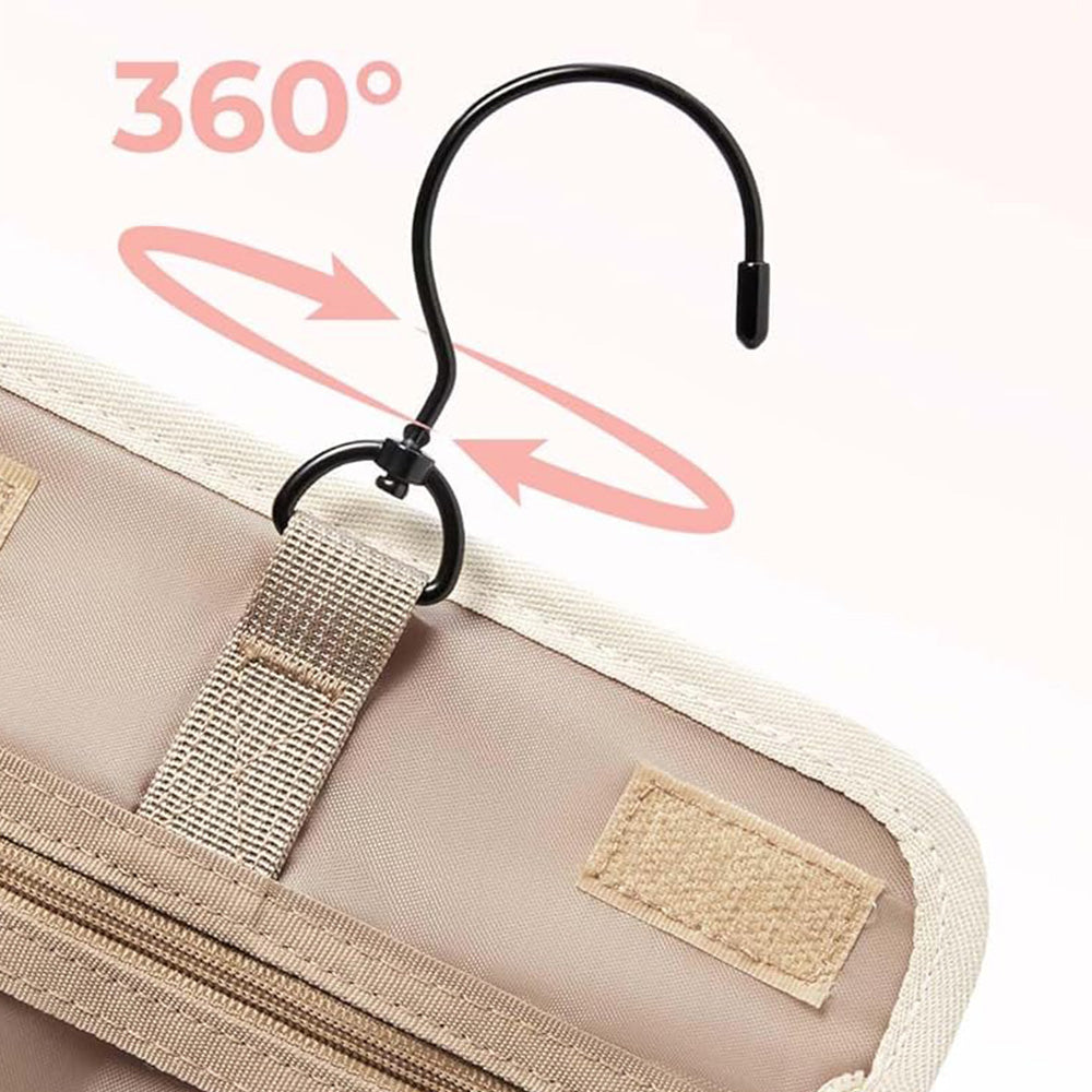 Travel Makeup Bag with Hanging Hook Large Capacity-Beige