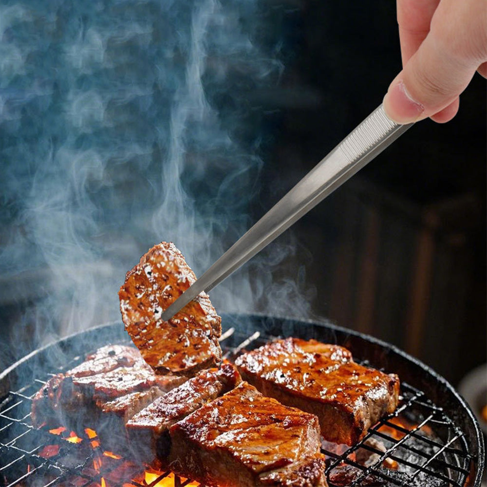 4Pcs BBQ Cooking Tweezer Tongs Stainless Steel Kitchen Tweezer Set