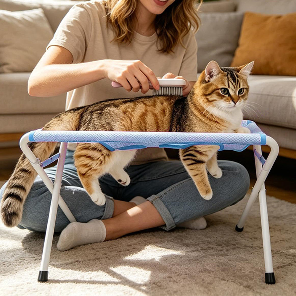 Pet Grooming Hammock Bathing Restraint Bed for Claw Care - Blue