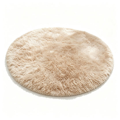 Round Plush Area Rug Soft Fluffy Non Slip Carpet-Camel