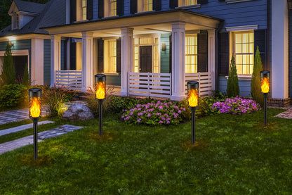 2Pcs Solar LED Tiki Torch With Flickering Flame Solar Outdoor Light