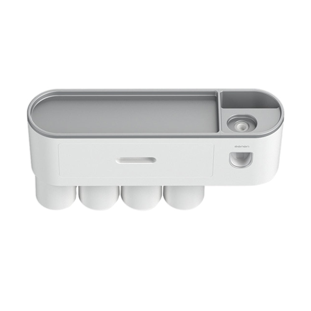 Wall Mounted Toothbrush Holder for Bathroom Automatic Toothpaste Dispenser Kit-Gray