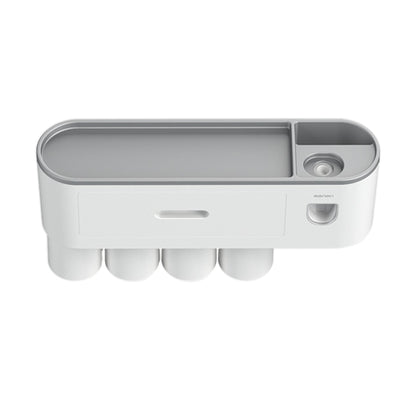 Wall Mounted Toothbrush Holder for Bathroom Automatic Toothpaste Dispenser Kit-Gray
