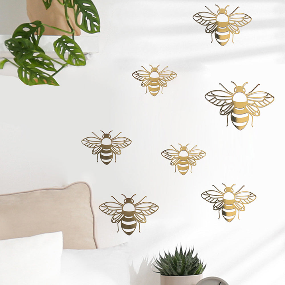 24Pcs Shiny Wall Stickers Hollow Bee Stickers for Home Decoration -Gold